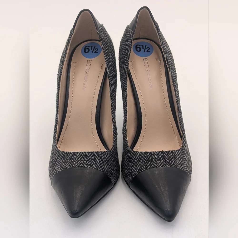 NWT BCBGeneration Duboise Sz 6.5 Stilleto Pointed Toe Fabric With Leather Accent - Picture 12 of 17